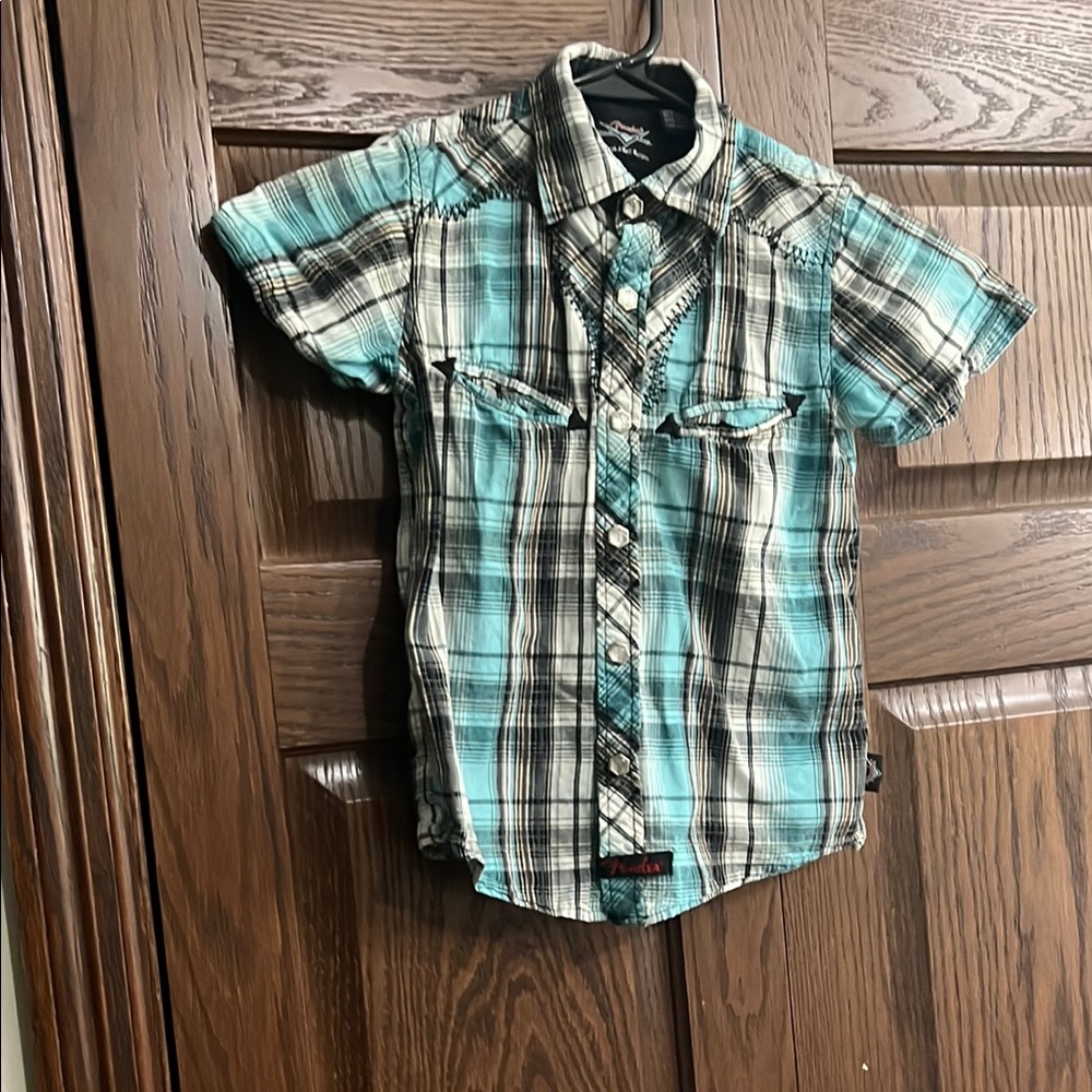 Fender Blue and Black Button Down Shirt Casual Style
